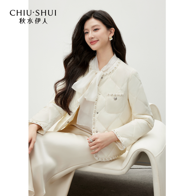 秋水伊人优雅小香风圆领外套2025冬季新款女羽绒服625408C153009