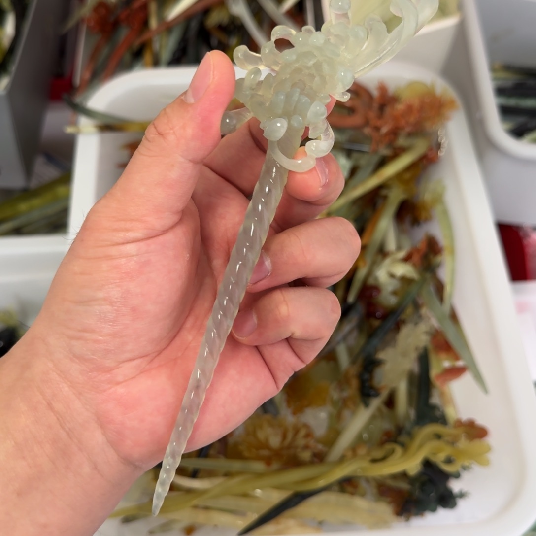 岫玉发饰未镶嵌拨****弦