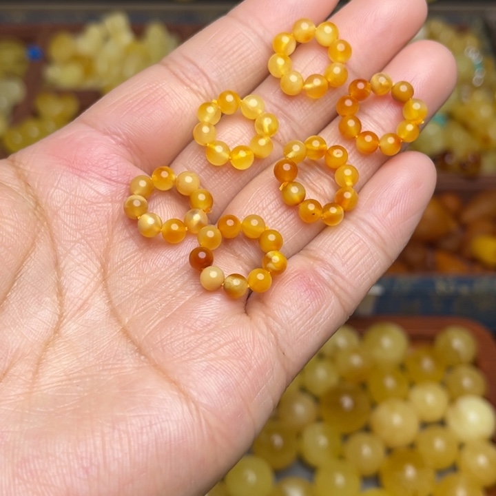 蜜蜡未镶嵌珠宝奇石天然蜜蜡小米珠跑环随机发一个