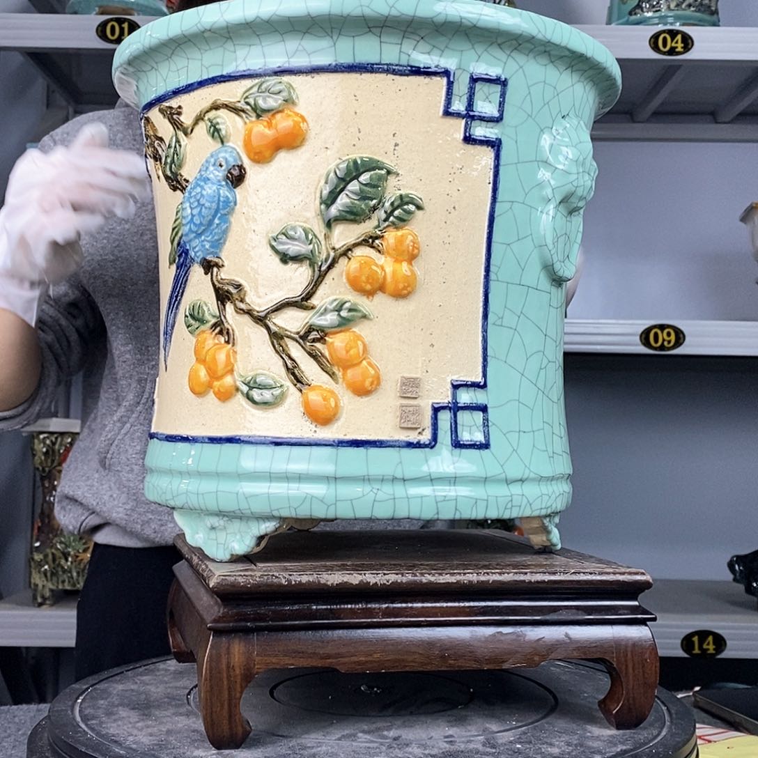 红陶暗**欢石湾盆石湾盆