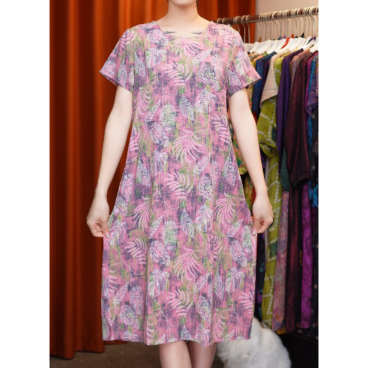 70-夏季大码裙子 粉椰树