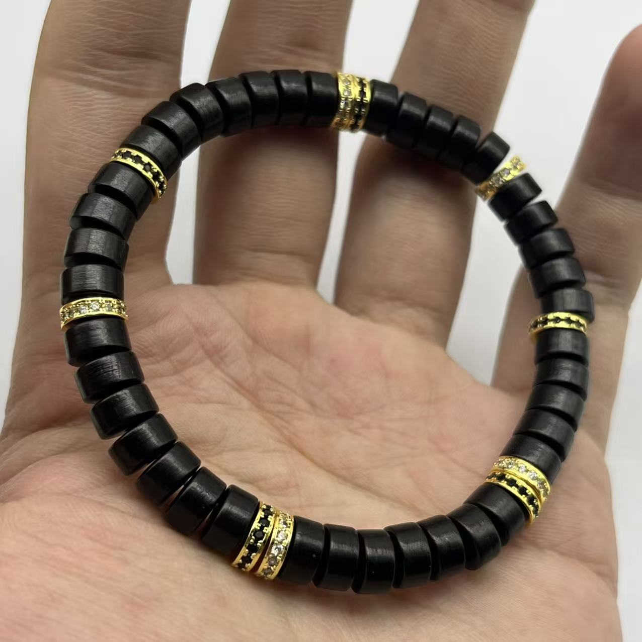 A1 黑檀木药片珠卡4*7搭精美配饰单圈 482（配A1礼盒）