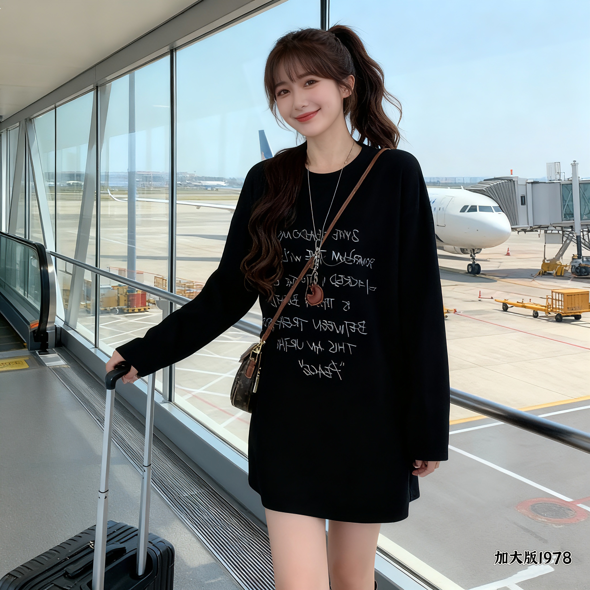 2025新款T恤上衣卫衣长袖冬季休闲潮流风百搭宽松圆领1978