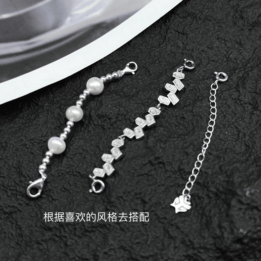 链子925银 可调节延长链加长链手工银制品百搭小链条抽拉简约