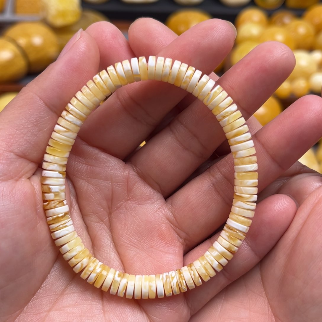 蜜蜡裸石未镶嵌精工隔片手串