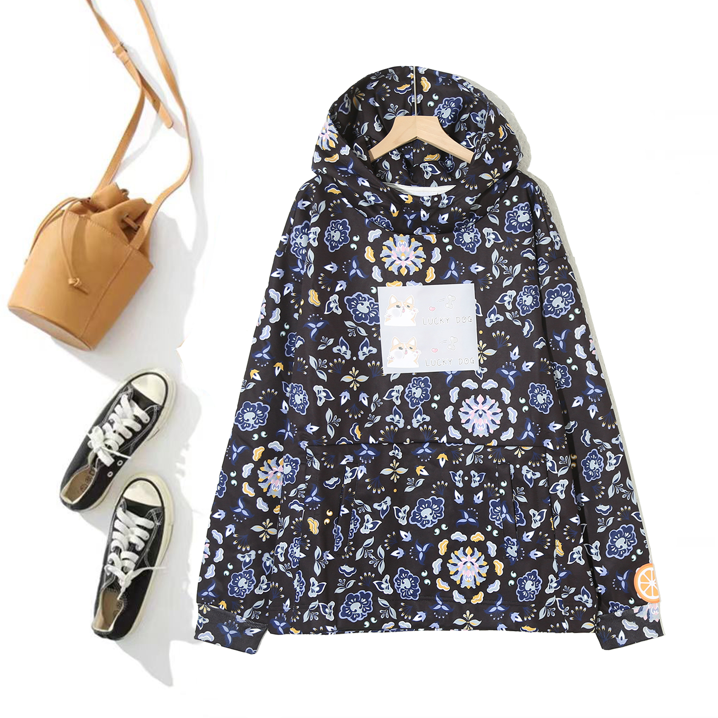 时尚设计感休闲潮流连帽百搭情侣款卫衣潮流韩系百搭上衣P-2G383