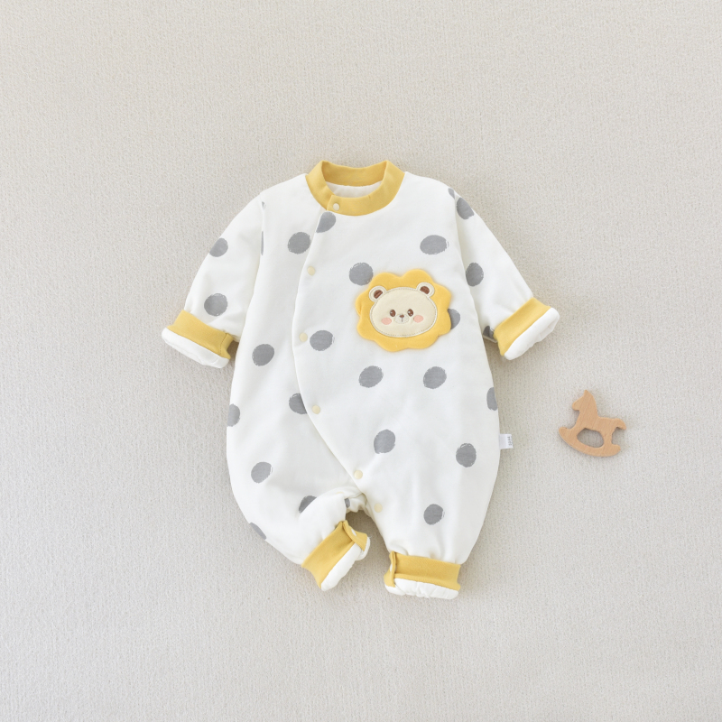 【73-90码偏扣棉服】秋冬中厚连体棉袄冬季卡通新生儿冬款棉服80克