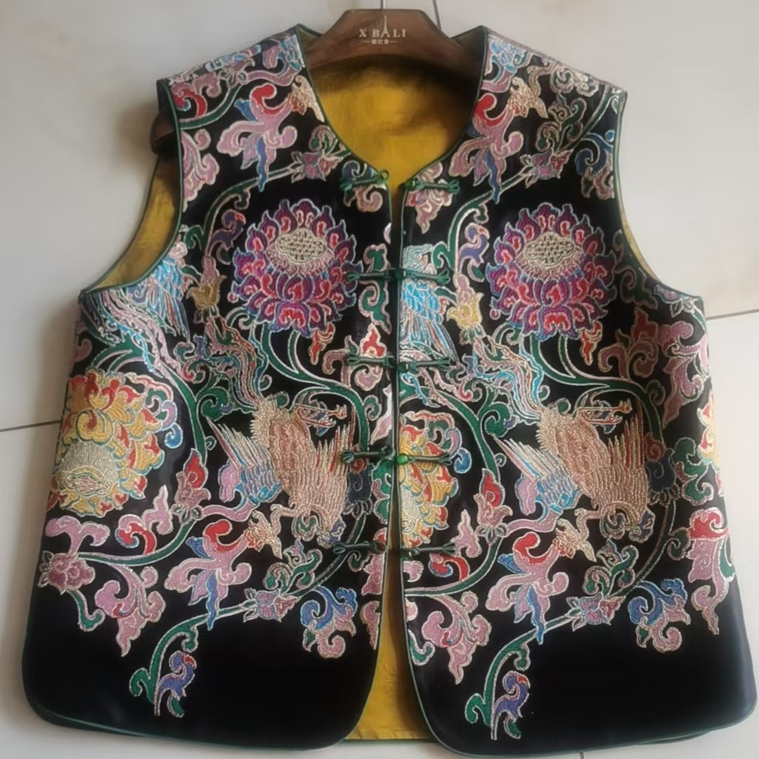 刺绣双面双穿工艺马甲复古无袖中式秒拍链接马夹民族风中国风时尚