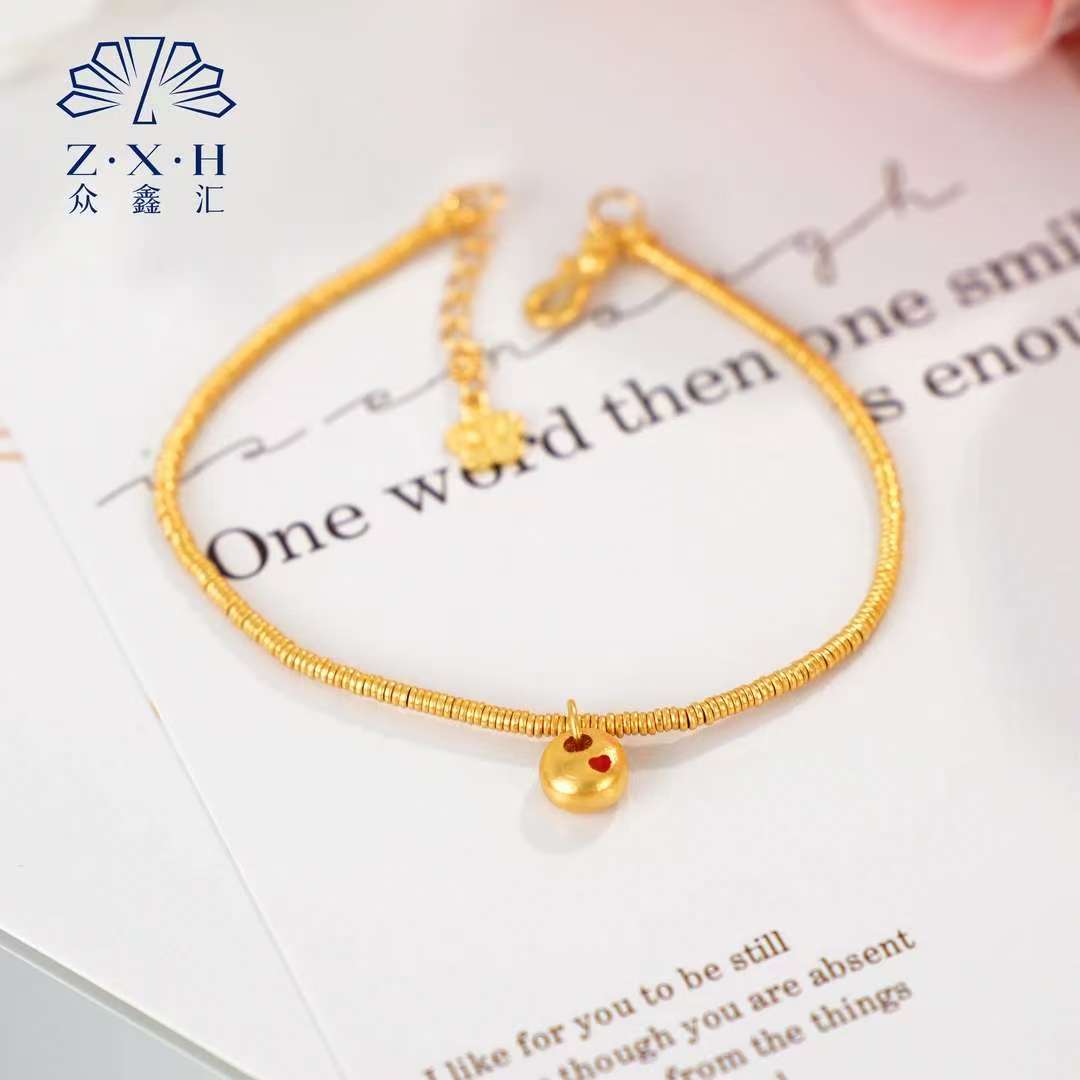 {众鑫汇}足金999 珐琅彩爱心福袋手工手链