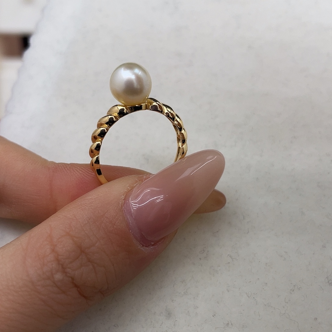 戒指海水珍珠银S925镶嵌