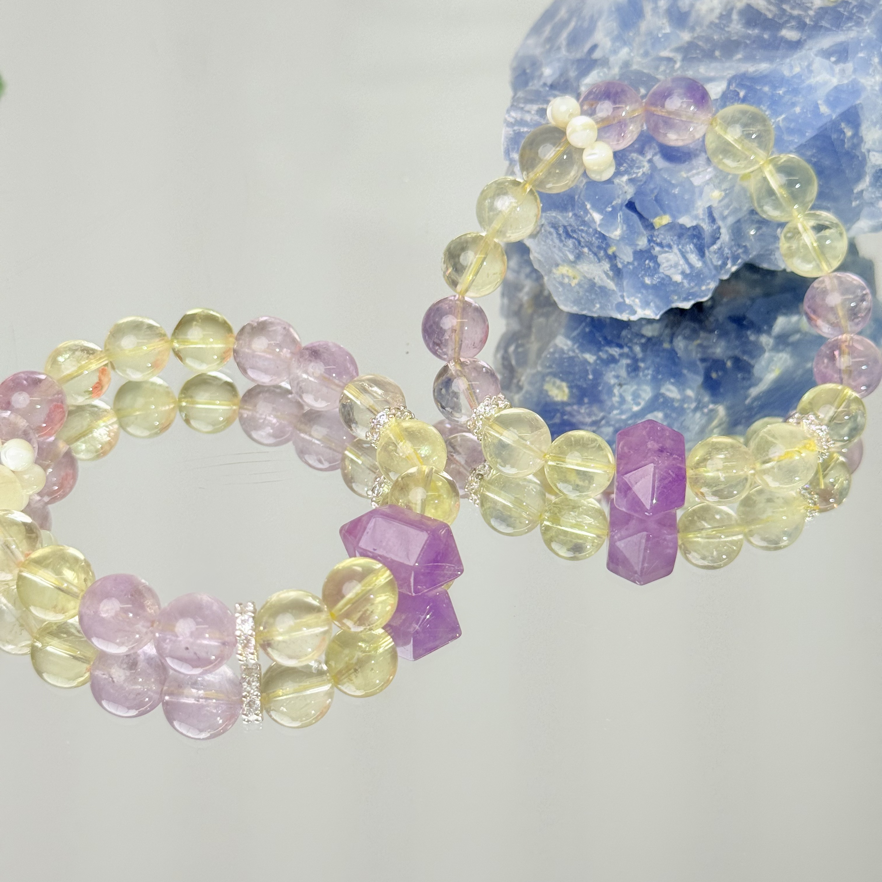 【1936 顶配CP】紫水晶黄水晶9-10mm手串面小仙多样性发其一Z
