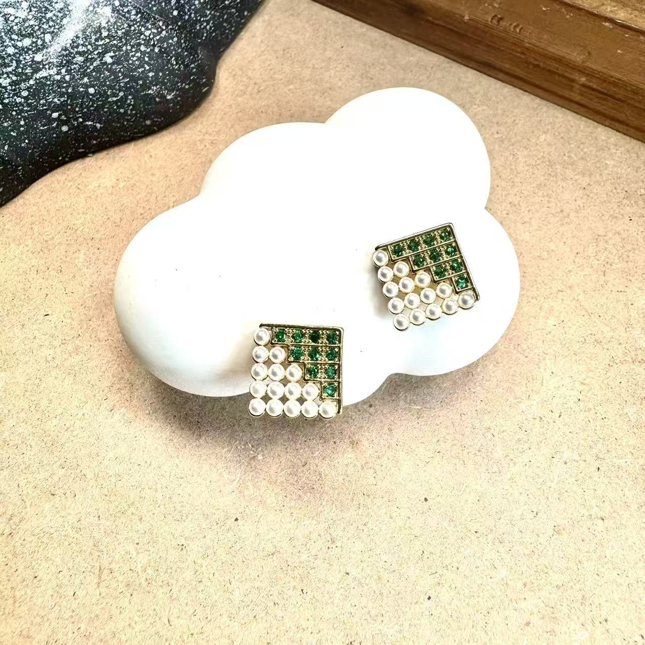 耳饰 布契双拼工艺耳钉QDS220
