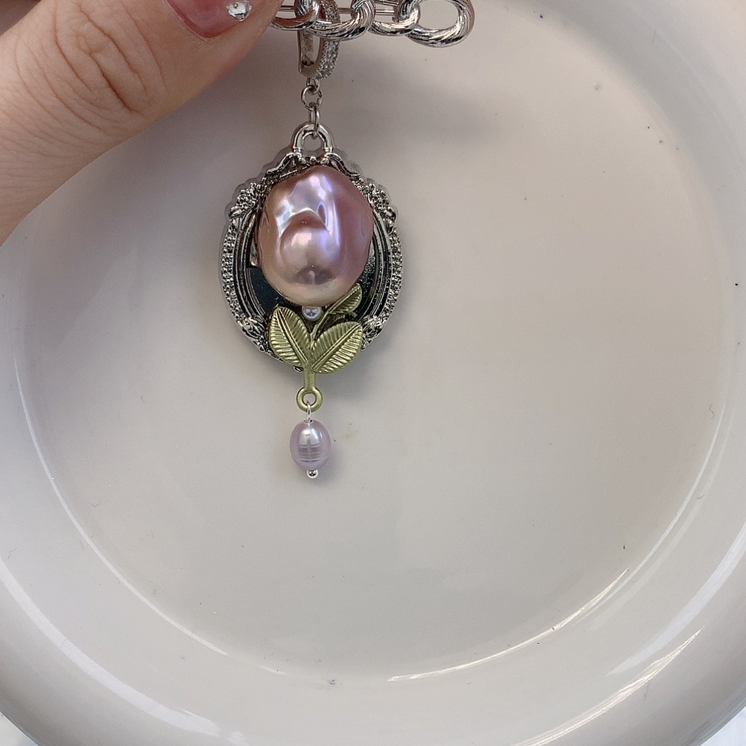 银S925镶嵌耳饰淡水珍珠9