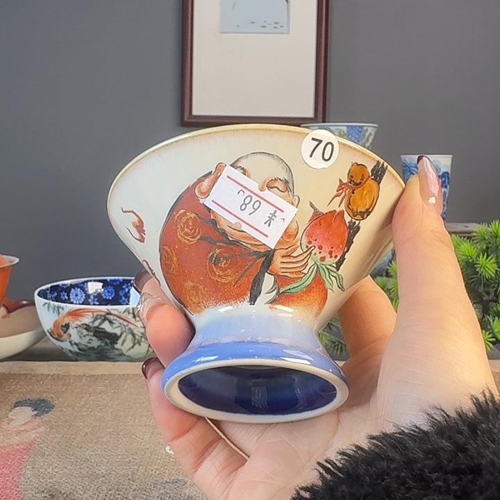 摆件景德柴烧茶杯多人