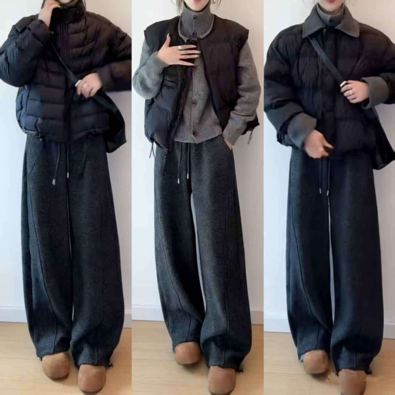 【正版原版+高货品质】羊绒+满天星加绒加厚阔腿裤女高腰垂感弯刀裤