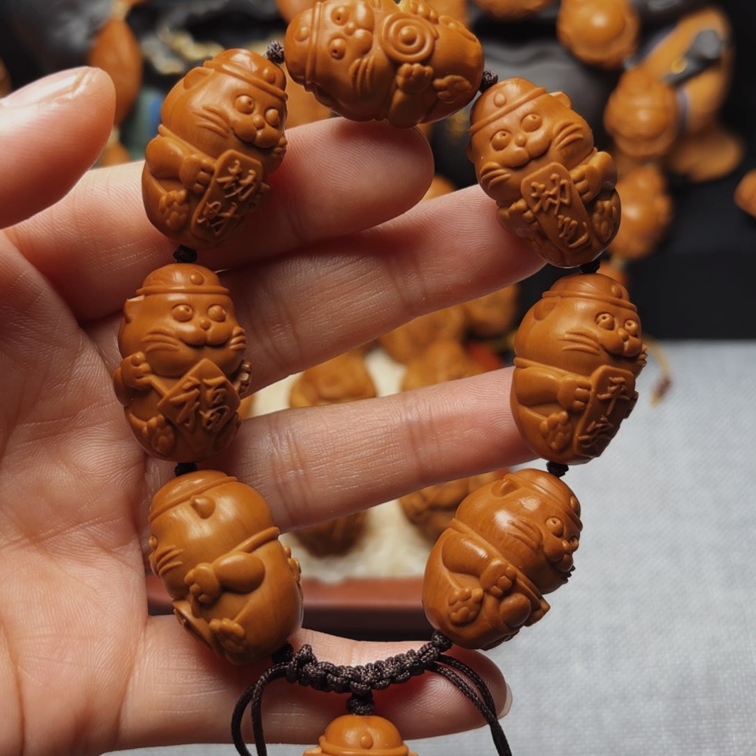 橄榄核手串/手链招财猫