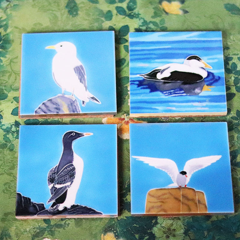 10cm海鸟系列艺术瓷板画创意装饰摆件