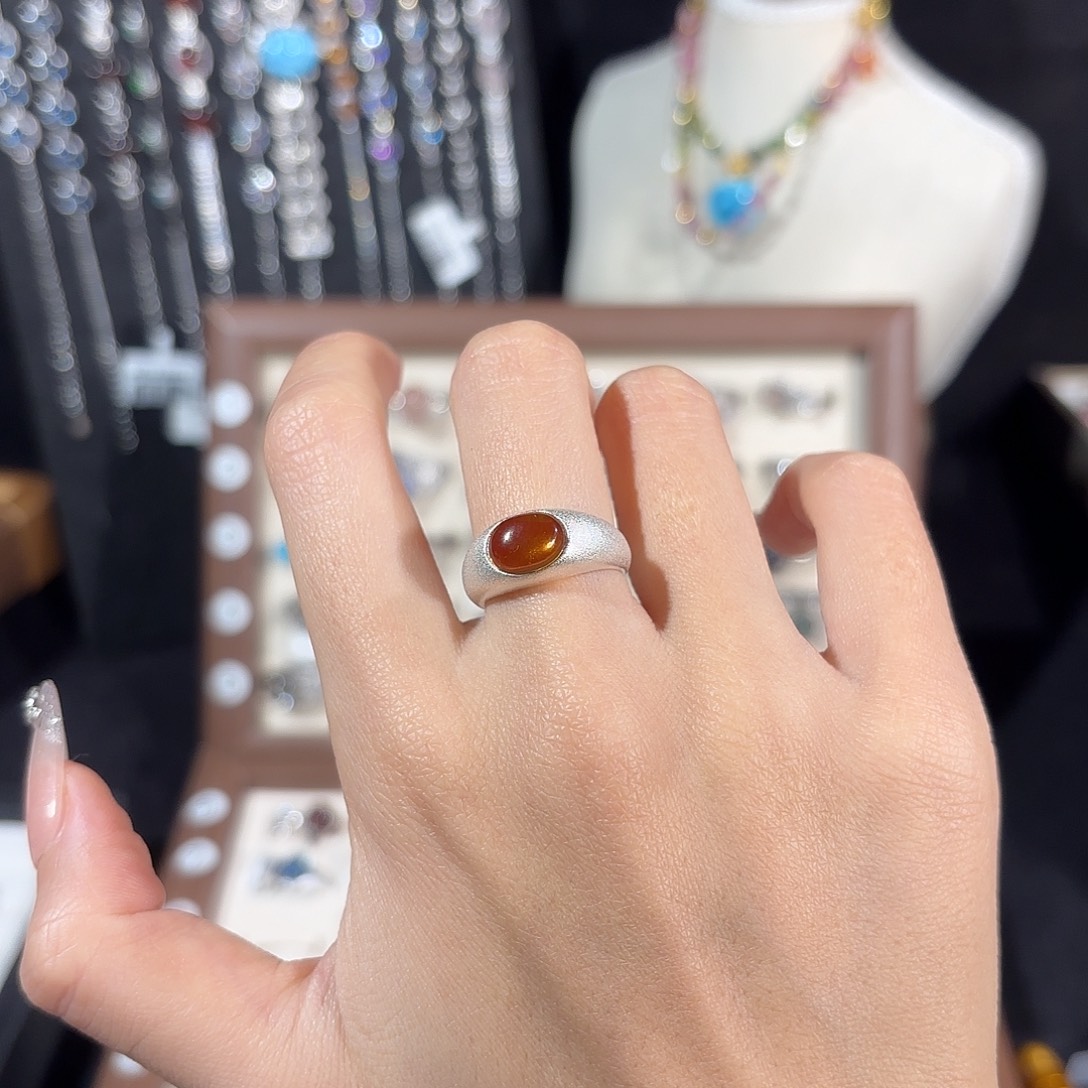 O***M烟晶戒指银S925镶嵌