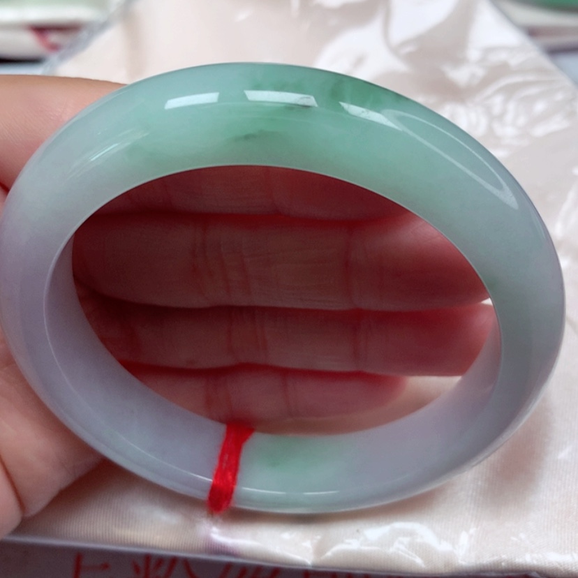【闪购商品】翡翠手镯未镶嵌冰胶飘花手镯5758圈16号