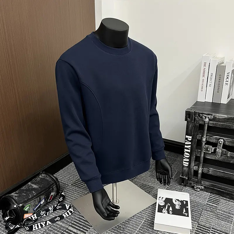 2025美式潮流解构拼接卫衣男秋季新款宽松纯色百搭简约圆领长袖