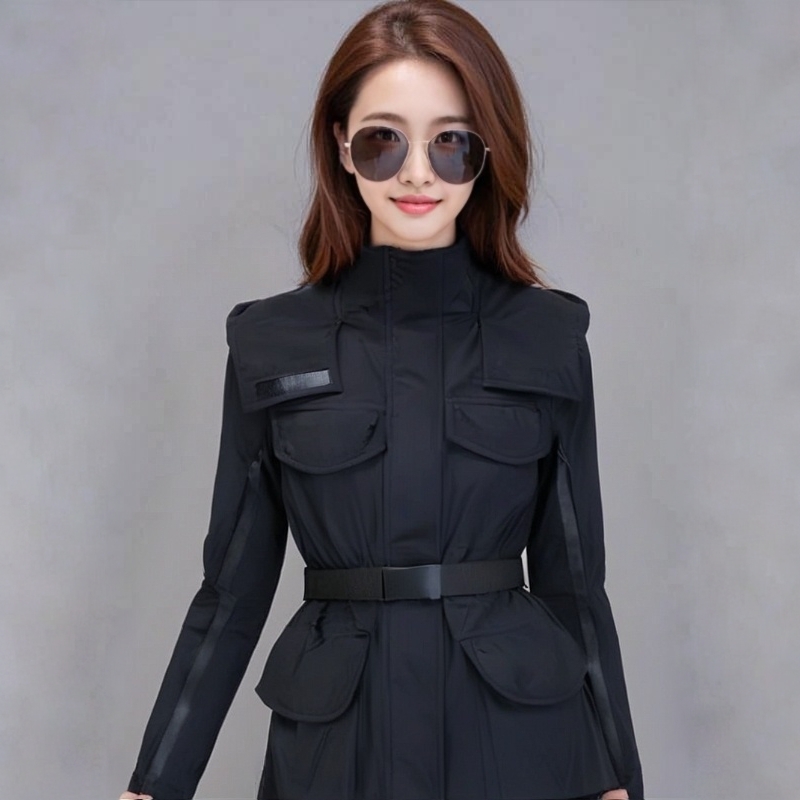 【艾妮专属】2025幂黑款时尚黑标韩版长袖收腰显瘦短款羽绒服黑色