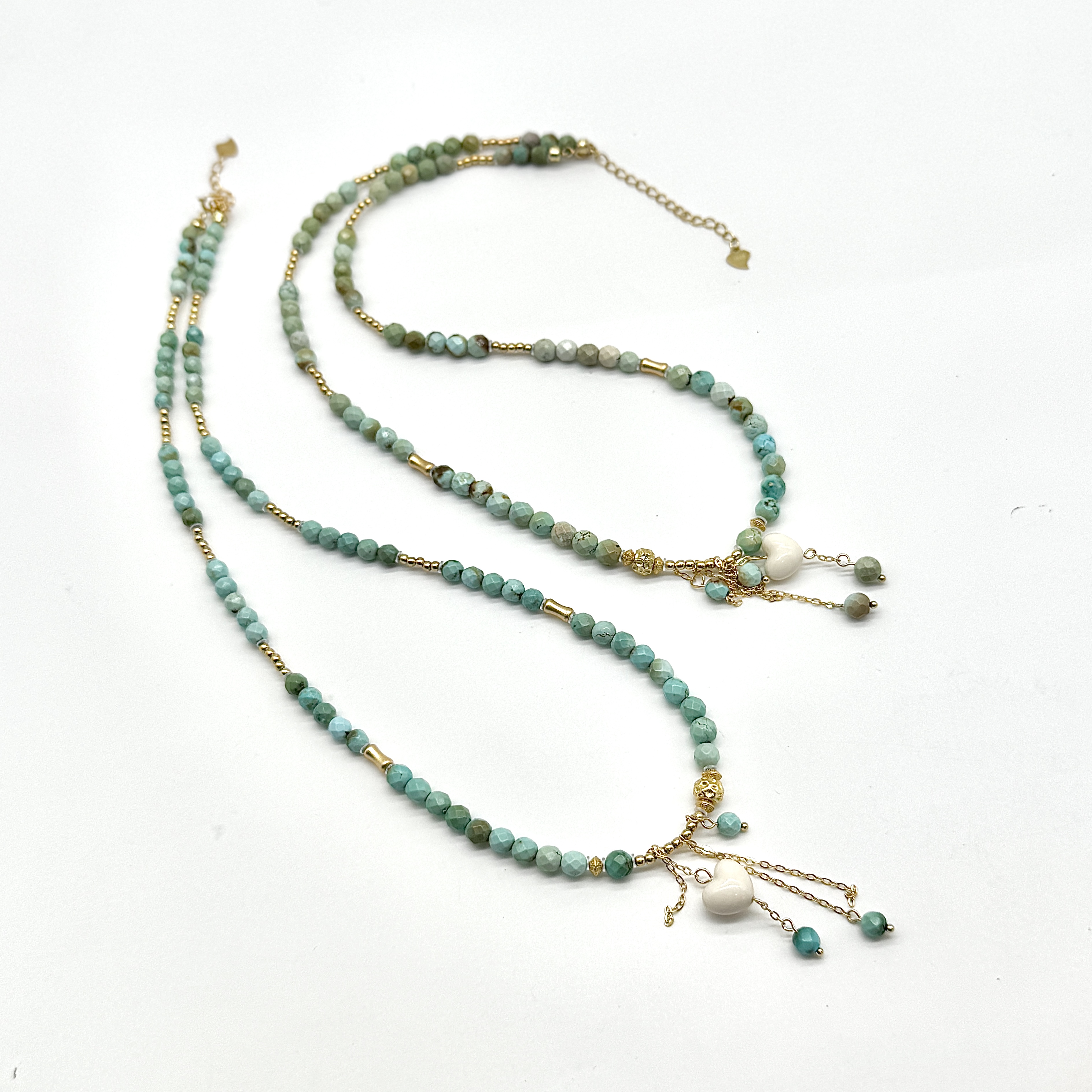 【V姐珠宝】LX113 原矿绿松高瓷高色Diy无相珠设计项链