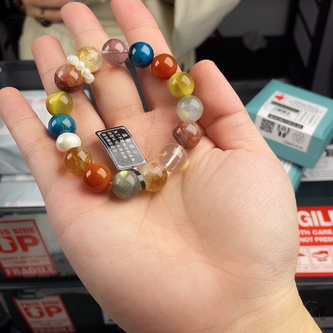 银S925镀金镶嵌水晶手串