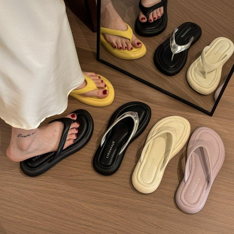 人字拖鞋女夏季外穿2025防滑法式仙女风夹脚趾凉拖平底海边沙滩鞋