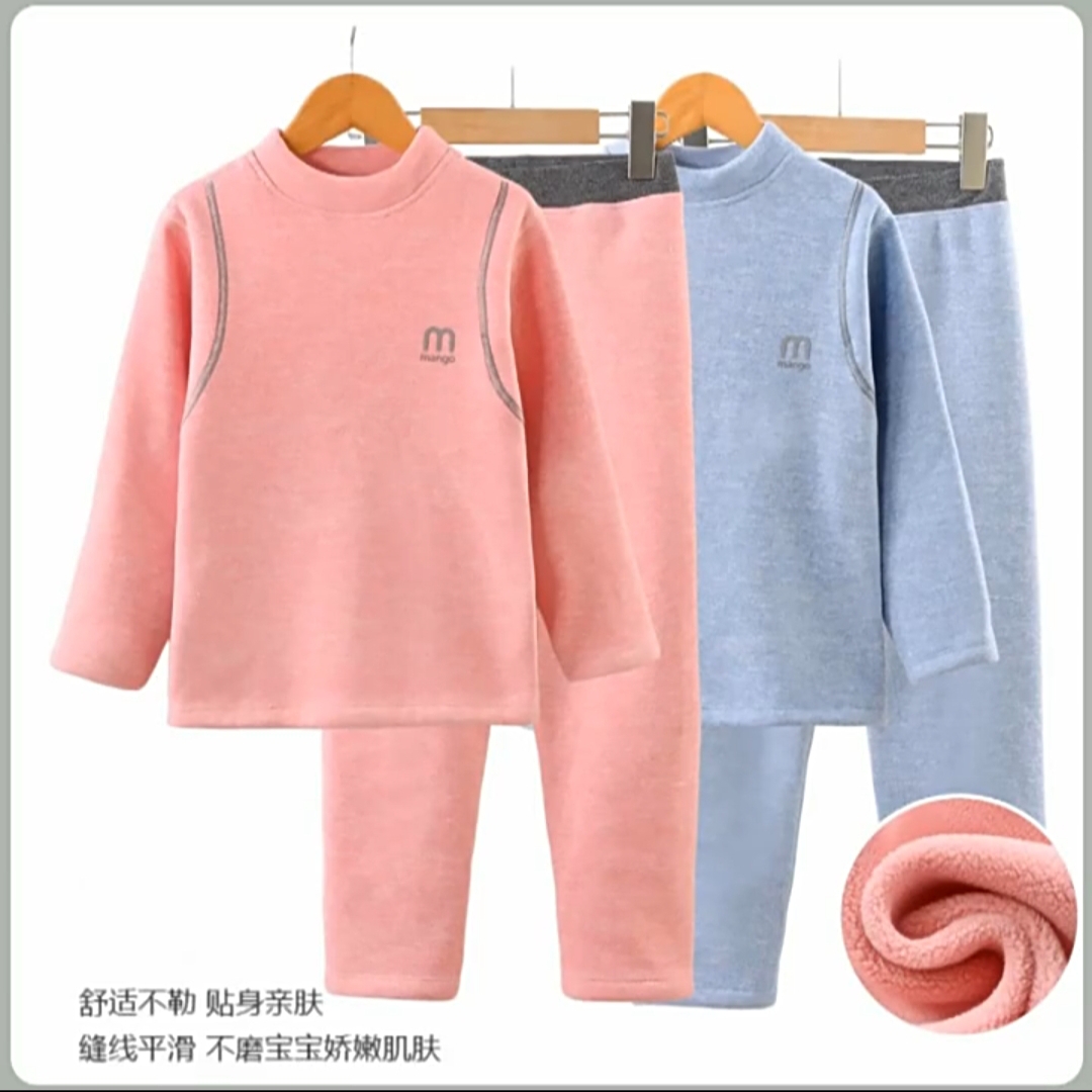 (加厚奥粒绒)儿童加厚保暖内衣中大童加绒内衣套装
