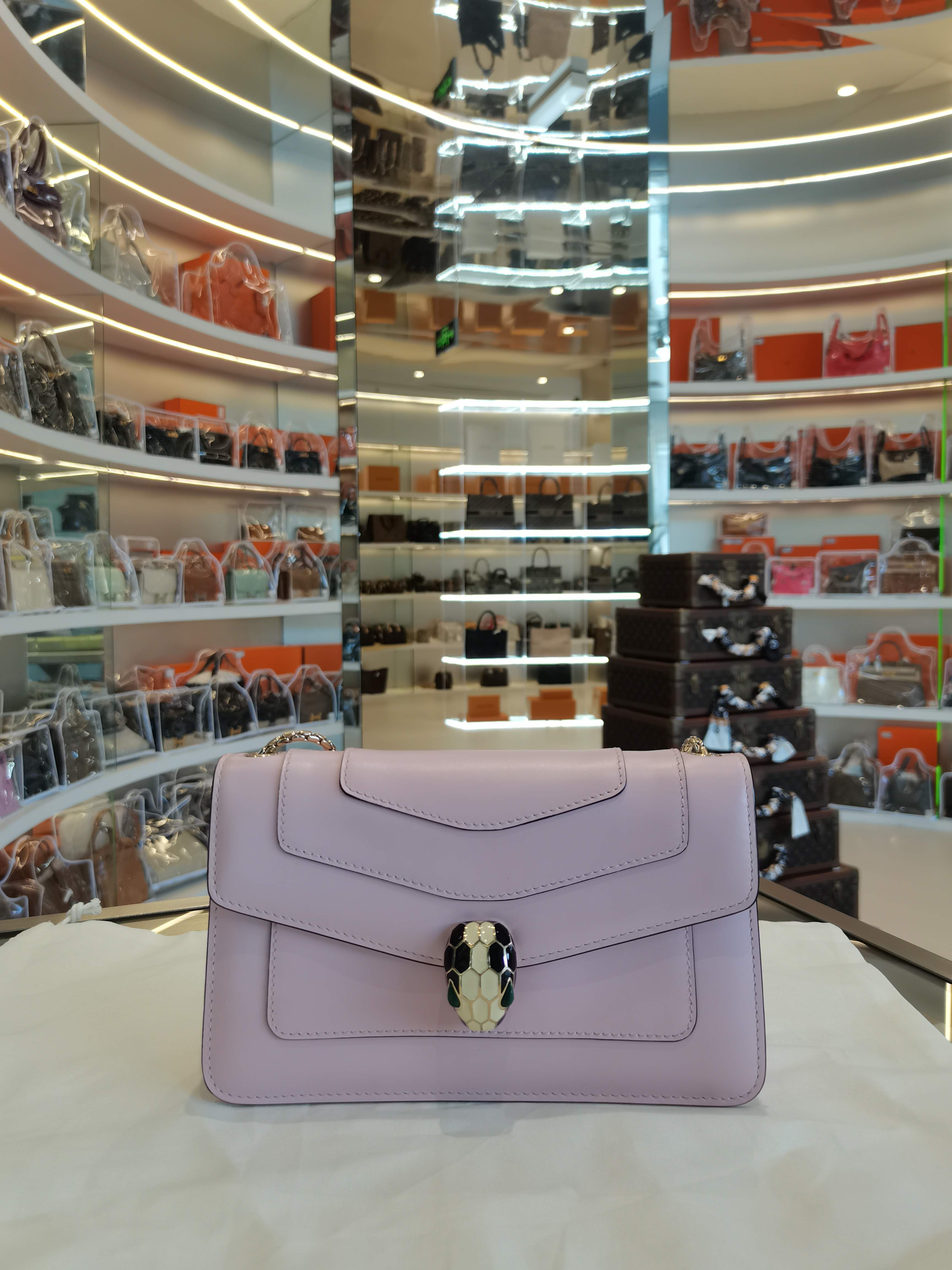 95新 BVLGARI/宝格丽 宝格丽粉色蛇头包 99新 