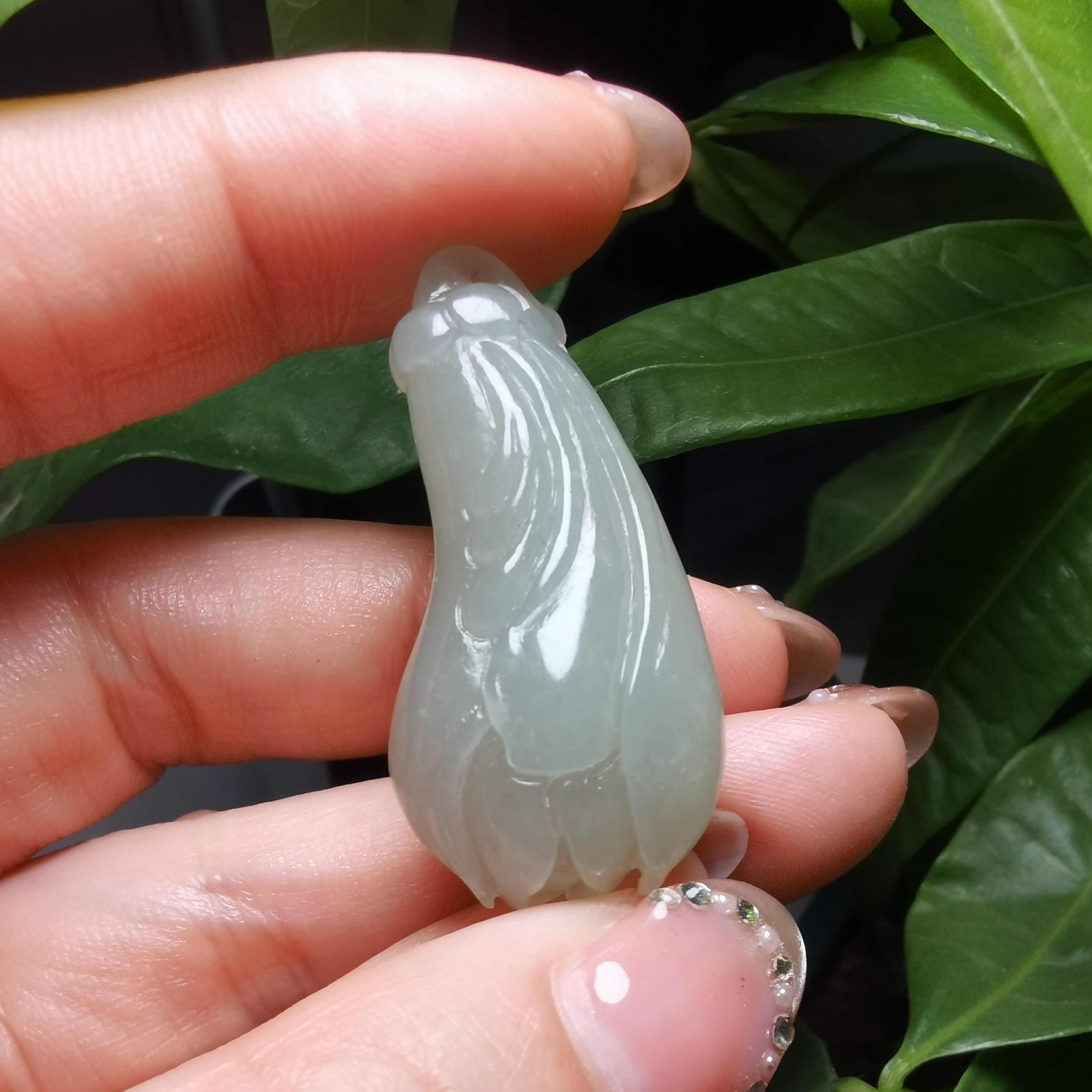 新疆和田玉青海料冰透玉兰花开富贵