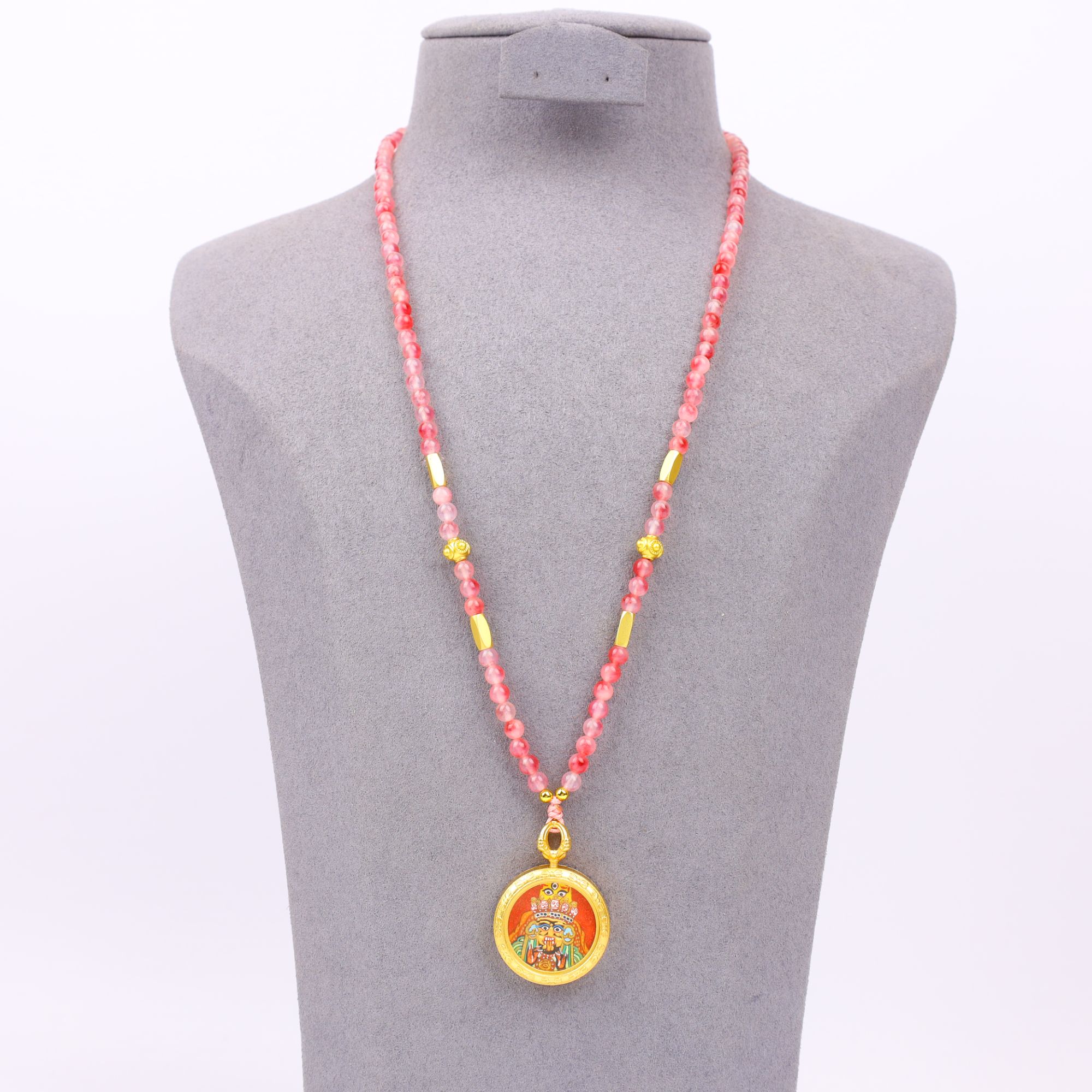 【心如珠宝赐福】粉色扎基唐卡项链 YC1029