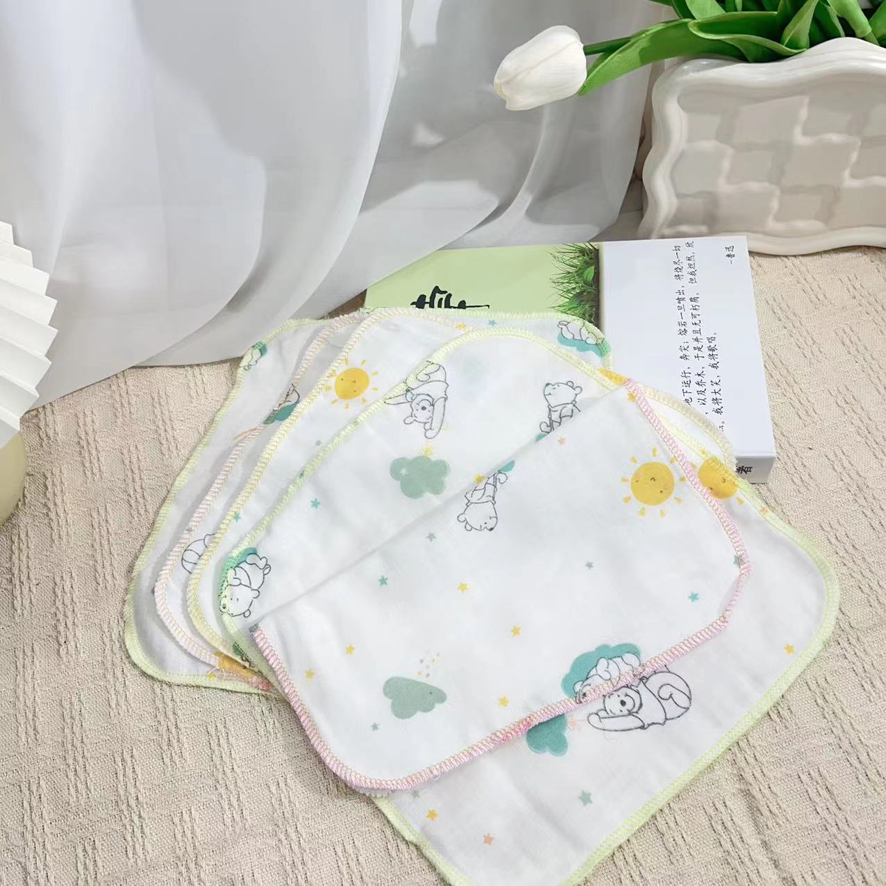 儿童柔软时尚简约百搭可爱小方巾10条装1201