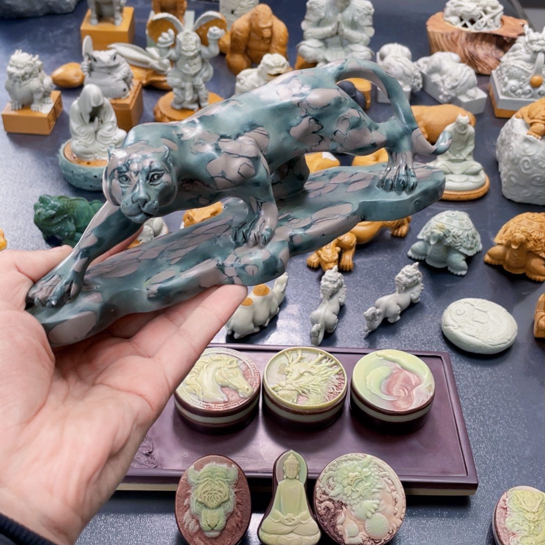 一路豹发茶宠手工雕刻