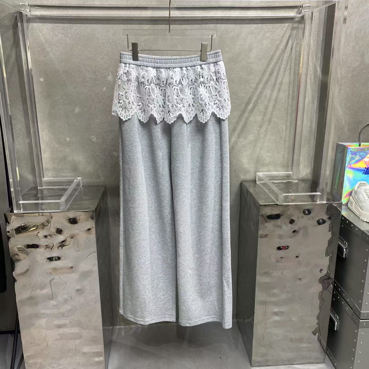 【WRZS】新品 休闲花边运动裙链阔腿裤
