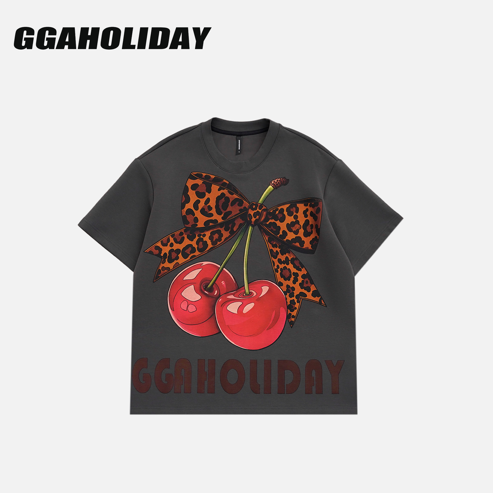 25N轻奢高级感美式街头半袖复古宽松潮流樱桃百搭显瘦大T 153070