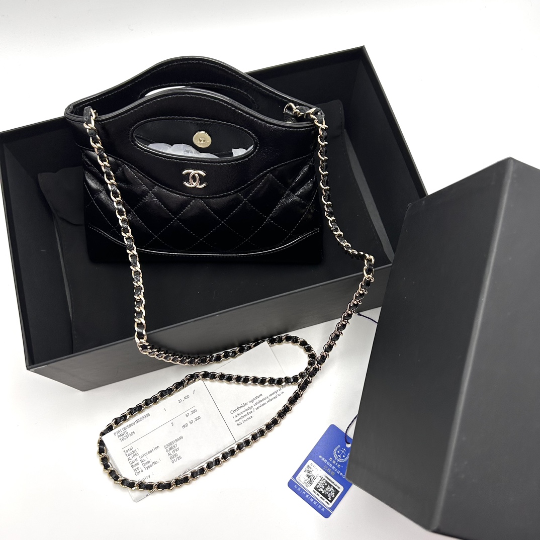 99新 Chanel/香奈儿 31bagnano油蜡牛皮手提斜挎链条包 10483