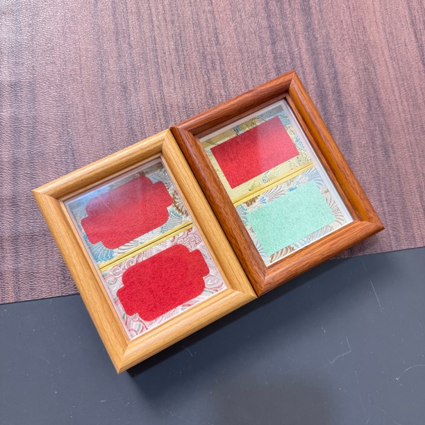 【10个一组】2卡框实木皮（真玻璃）中空画框