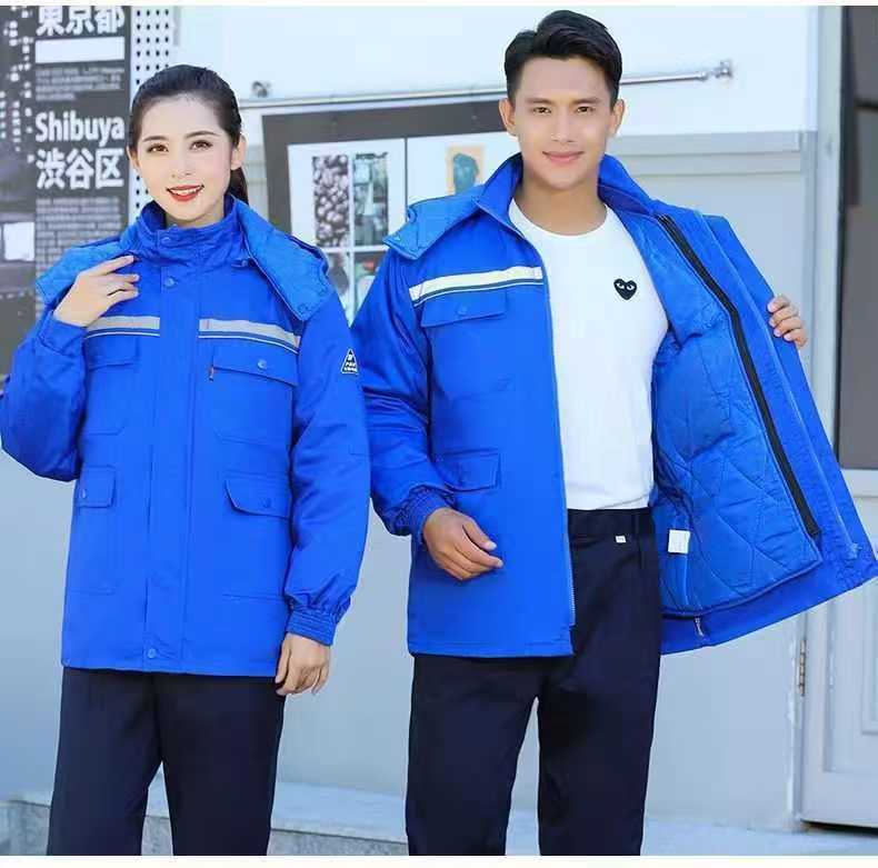 冬季防静电加厚工作服棉衣防寒保暖劳保棉服中长款棉袄加油站工装
