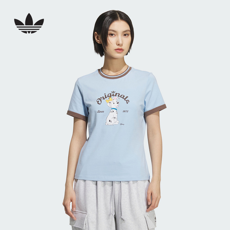 adidas阿迪达斯三叶草新款女迪士尼斑点狗联名短袖T恤KG6697