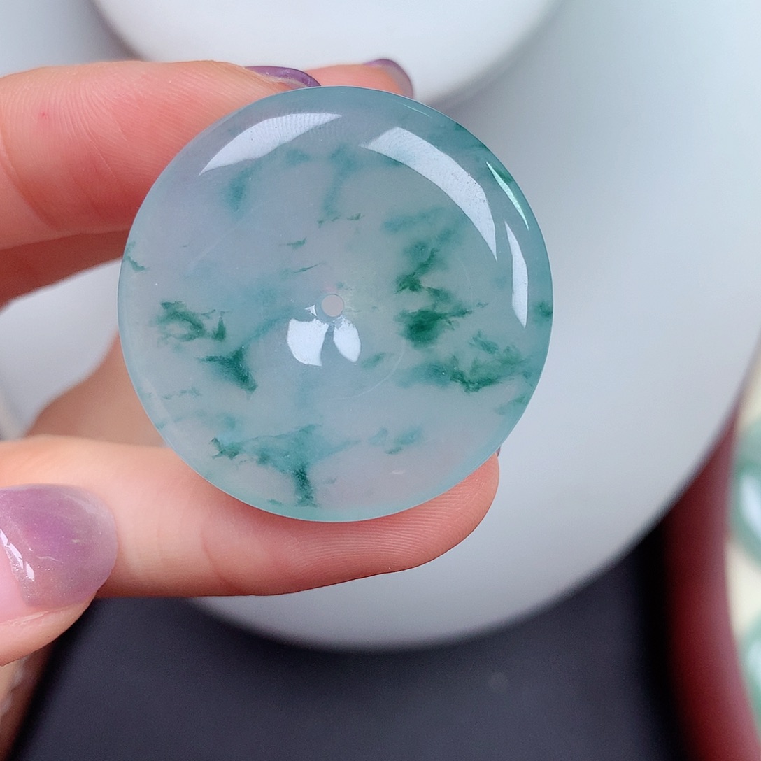 翡翠未镶嵌颈饰平安扣 32.8-5.3mm