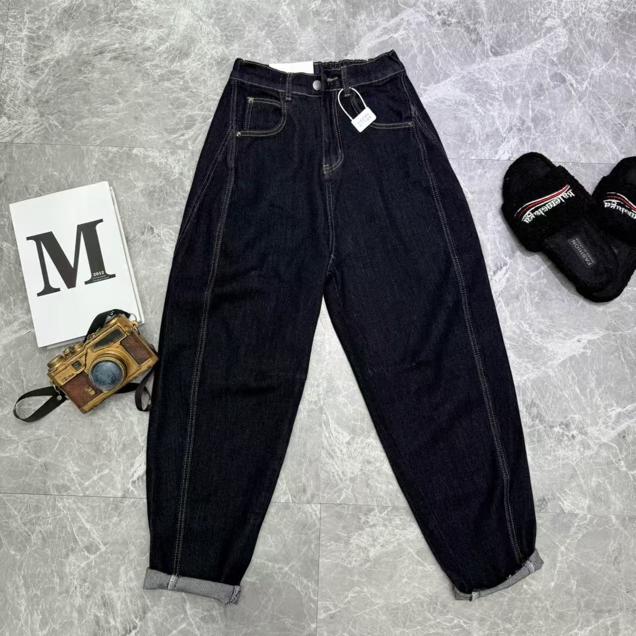 秋季新款 韩版休闲显瘦弹力水洗时尚百搭 哈伦萝卜牛仔裤