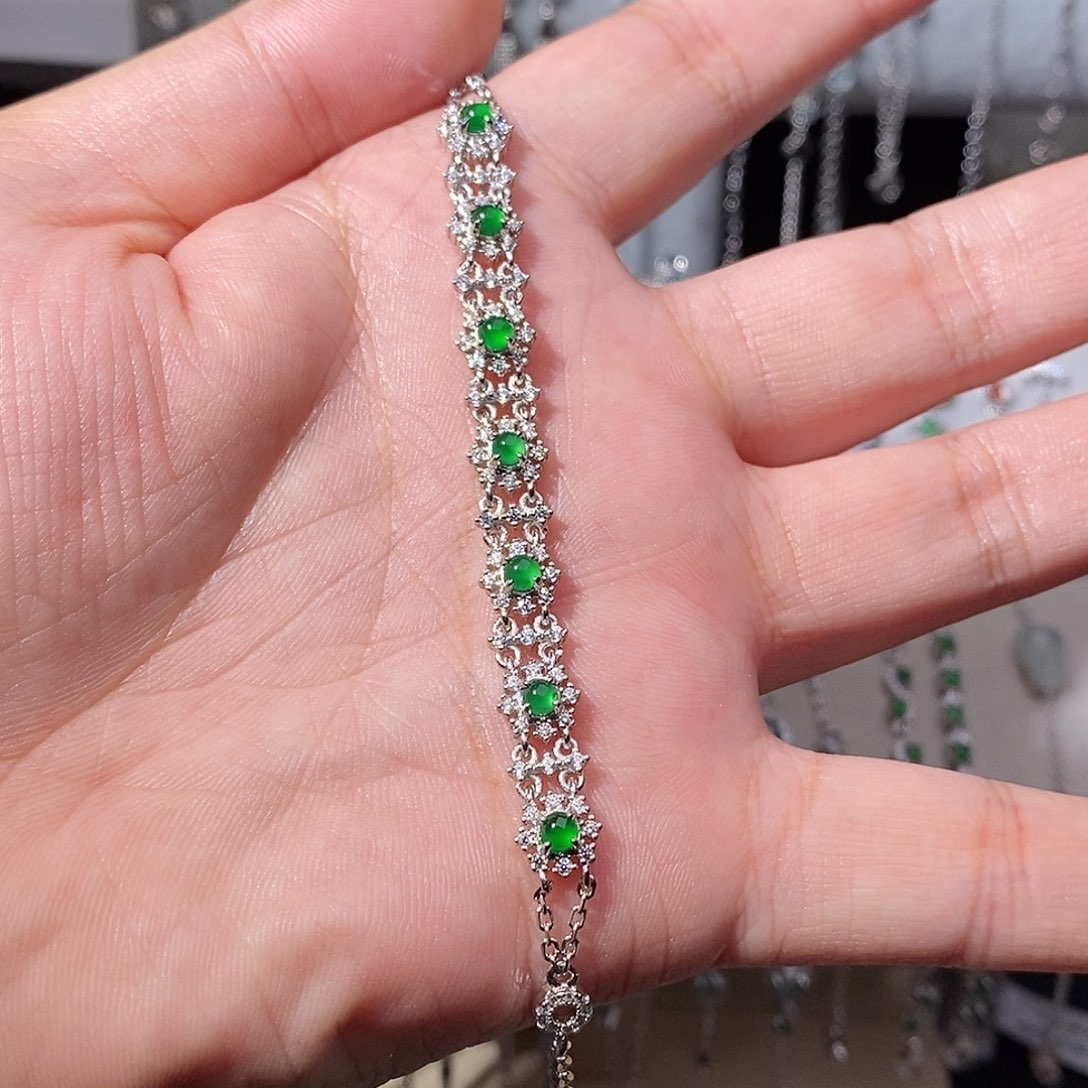 翡翠银S925镶嵌手链