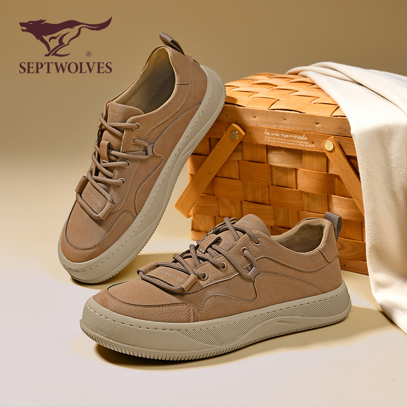 七匹狼时尚百搭休闲鞋潮流商务皮鞋休闲皮鞋软底复古潮鞋低帮0021