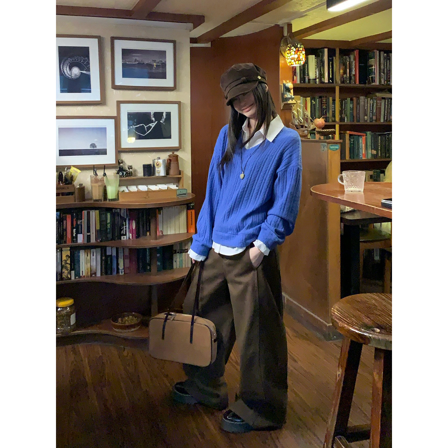 宋正恩12/1 10:00AM上新【棕色休闲宽松阔腿裤】ST2697