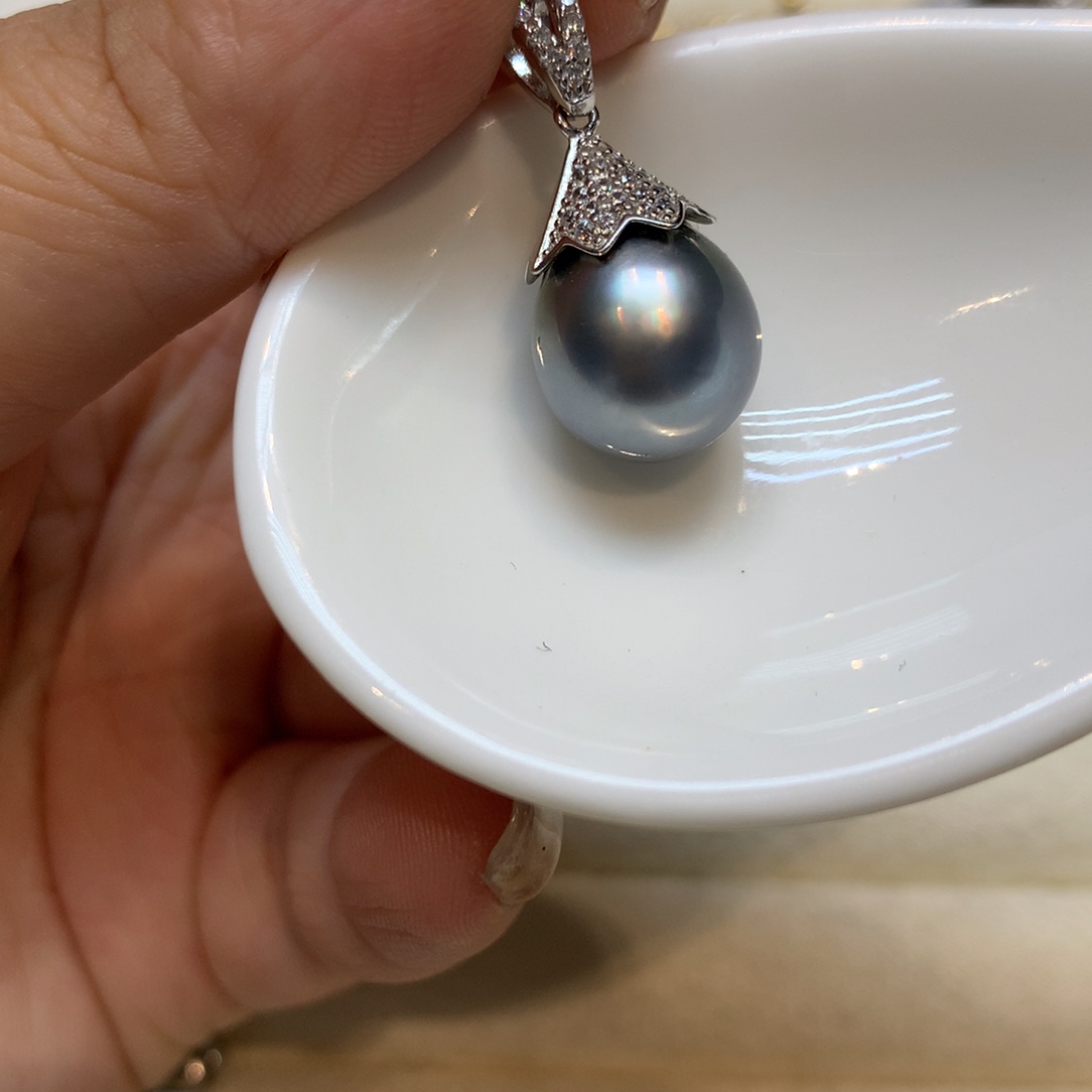 海水珍珠银S925镶嵌颈饰