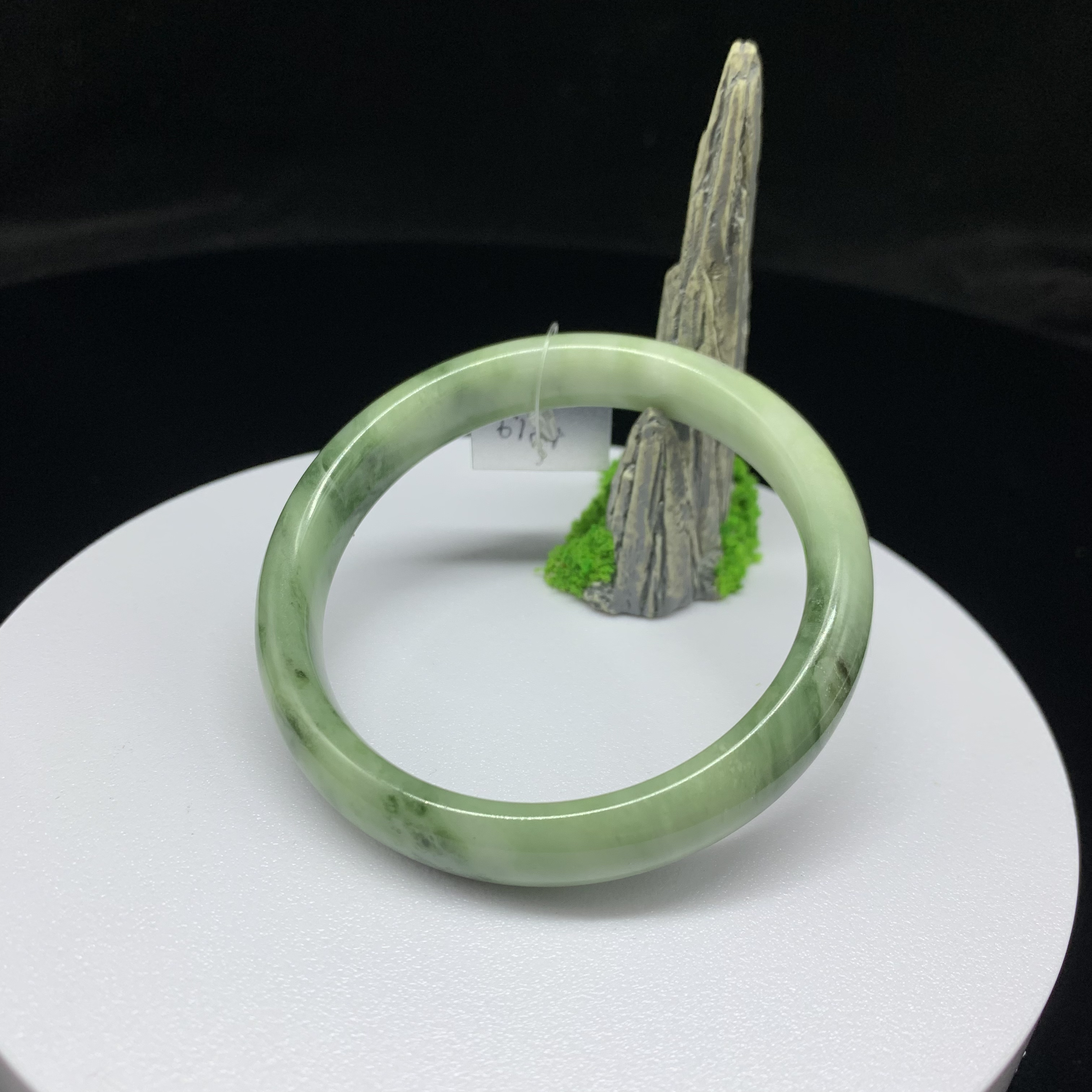 陕西西安蓝田玉绿翠飘花老料手镯5859圈口