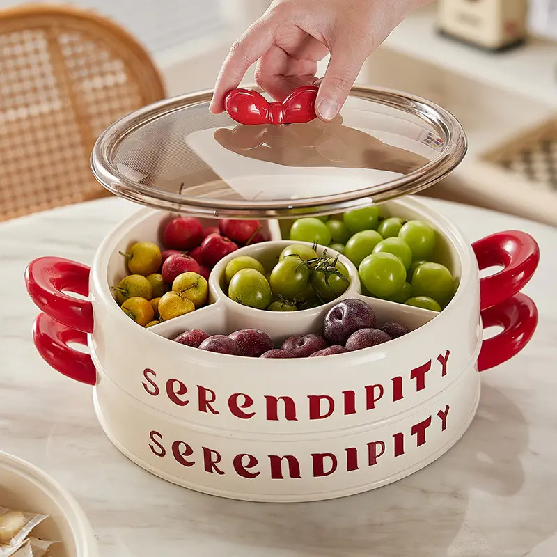 果盘客厅家用高档糖果坚果盘点心干果盘水果零食收纳盒茶几摆放盘