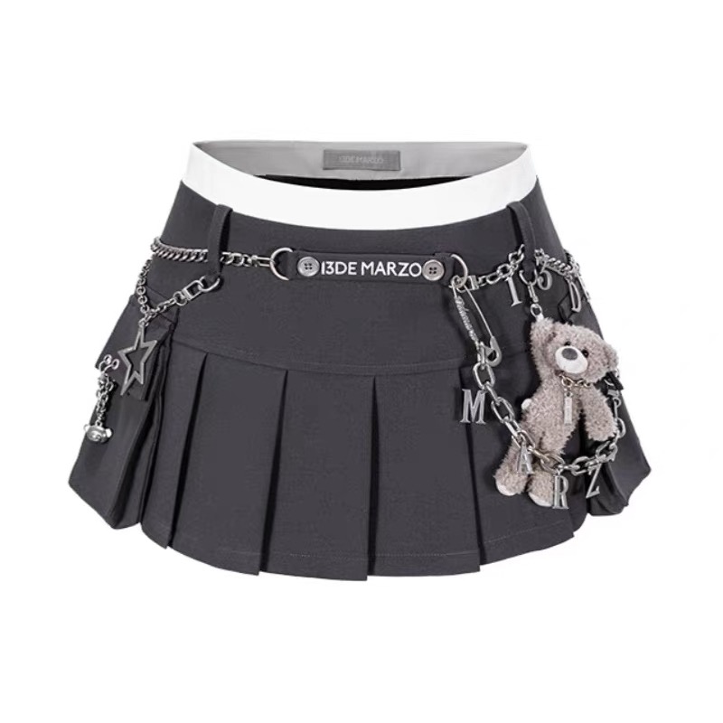 【D160】2025秋季新款女士多口袋金属链条西装短裙高级感半身裙