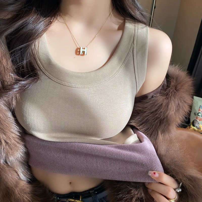 加绒德绒吊带背心女内搭2025秋冬季新款一体绒内衣打底保暖小上衣